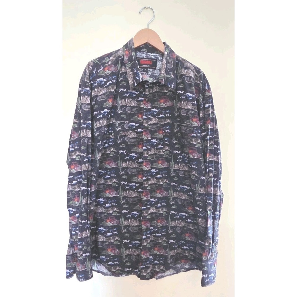 Rock & Roll Denim Men's Chevy Truck Scene Button-Up Long Sleeve Shirt XL